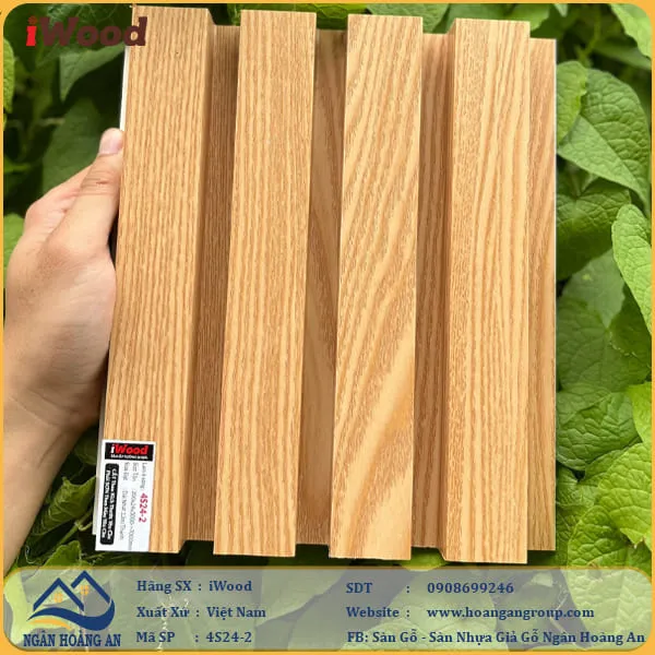 Lam 4 Sóng Cao Nhựa Giả Gỗ Ốp Tường Ốp Trần iWood 4S24